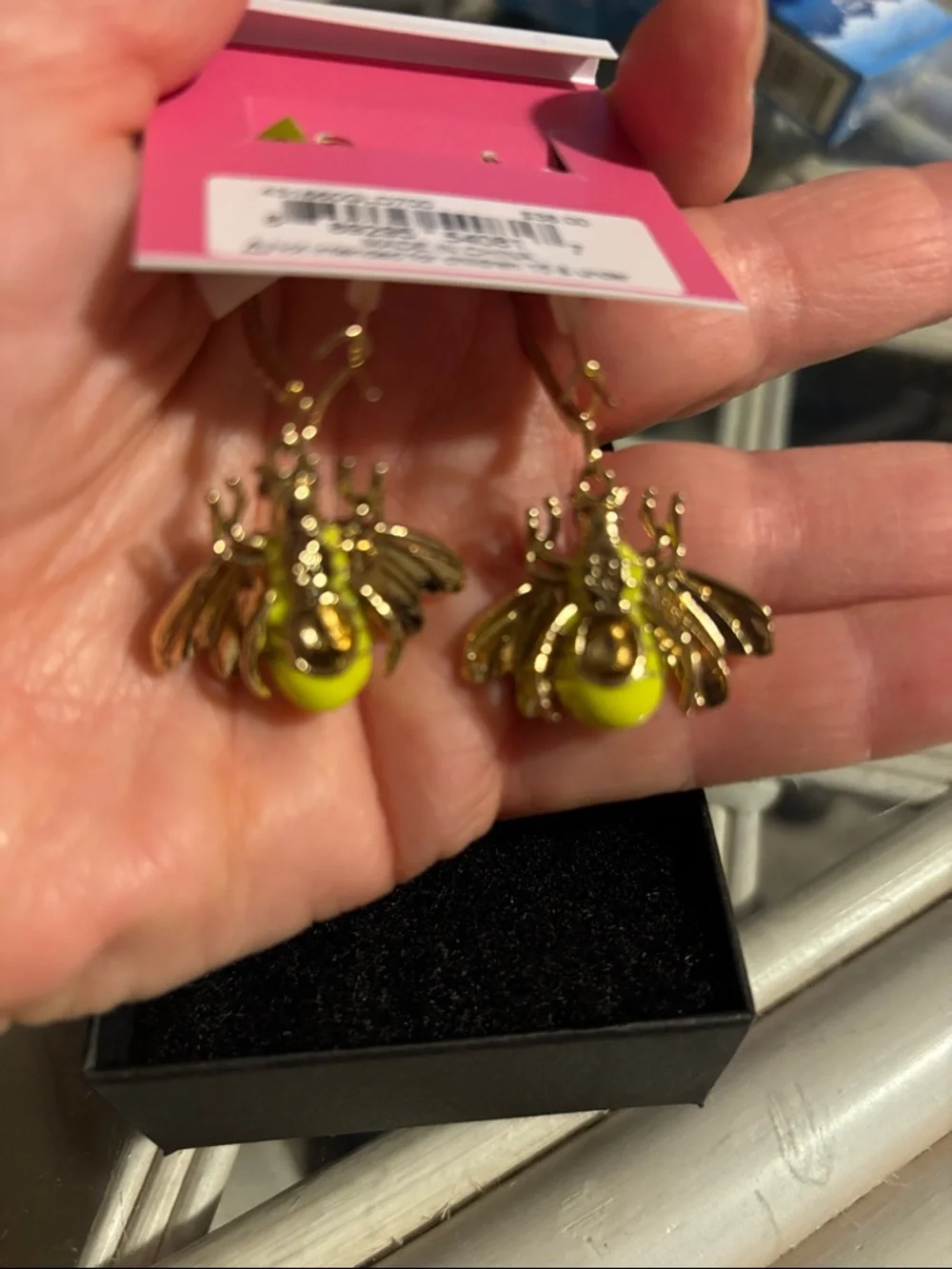Betsey Johnson Yellow Enamel Bee Drop Earrings NWT - Picture 5 of 7